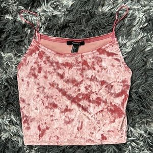 Pink velvet cropped top